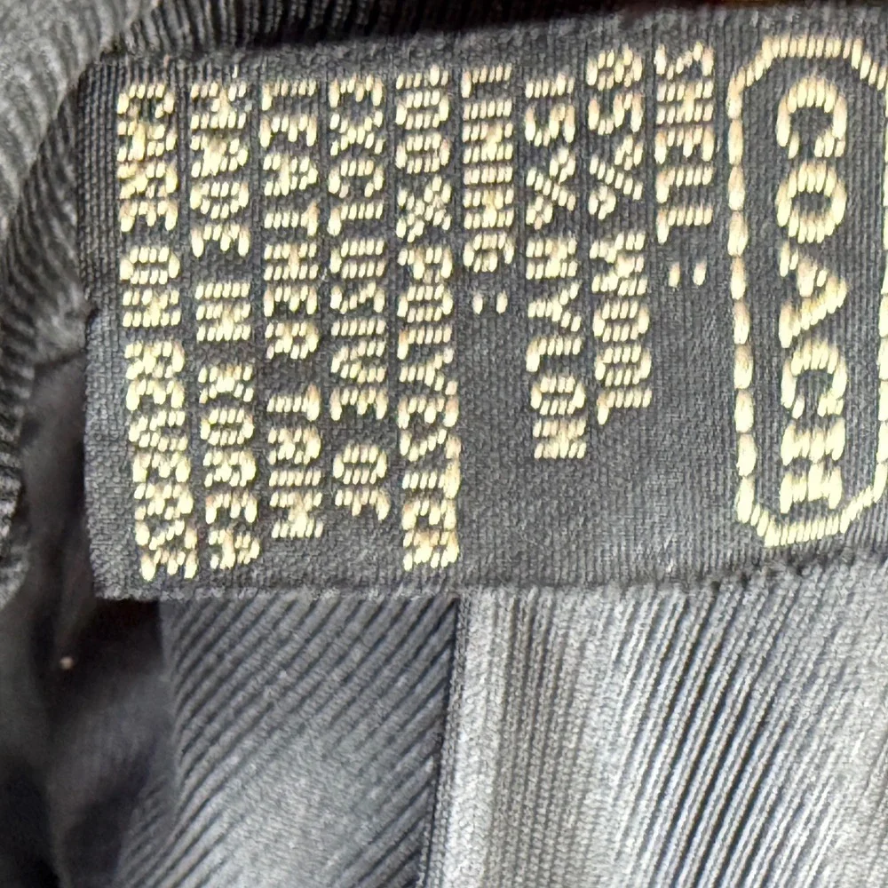 Vtg Coach‎ Wool Herringbone Bucket Hat Leather Trim Gray British Heritage Twee